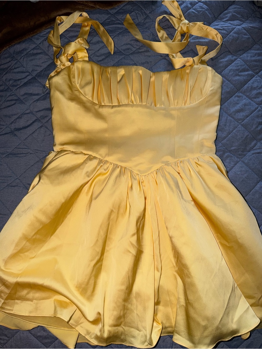 AS IS - oh Polly Lemon Tie-Shoulder Corset Mini Dress US 10 - READ DESCRIPTION. - Picture 5 of 8